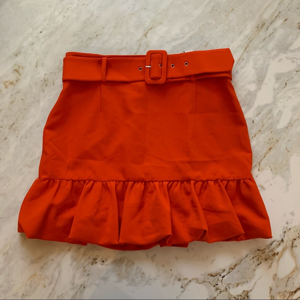 Zara belted skirt with ruffled bottom